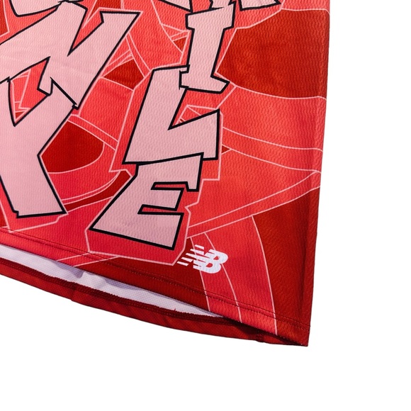 New Balance Bronx 10 Mile Printed Running Singlet - Red / Red - Picture 8 of 10